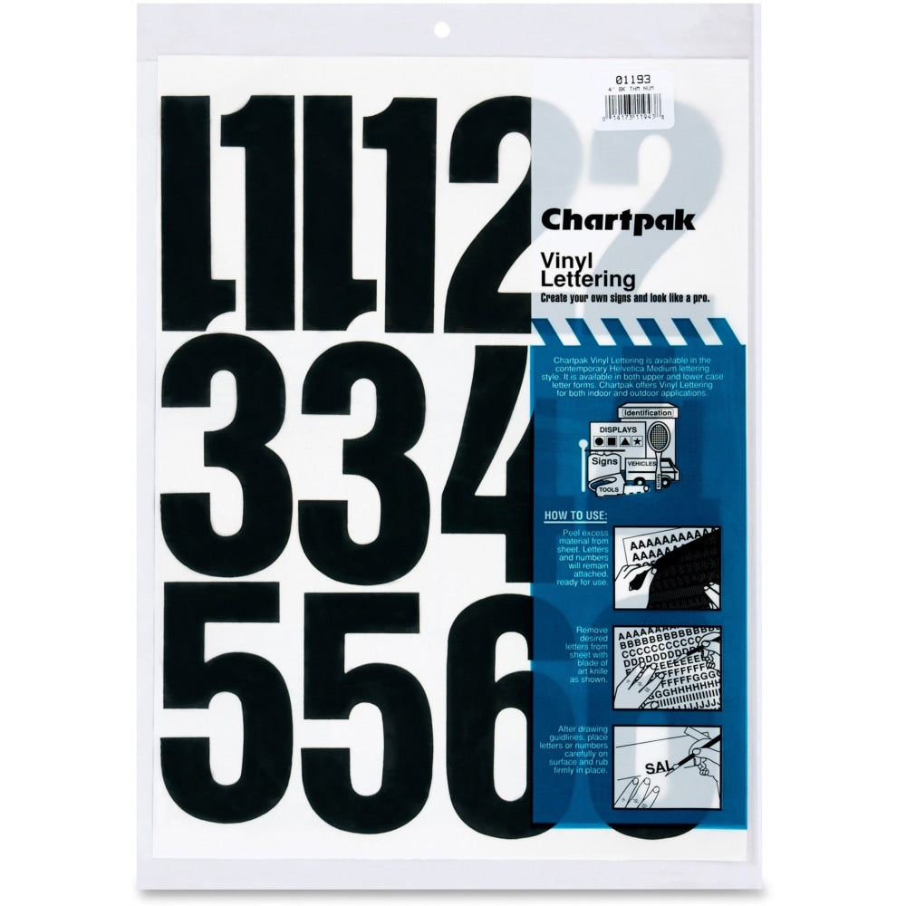 Chartpak Pickett Vinyl Numbers, 4in, Black