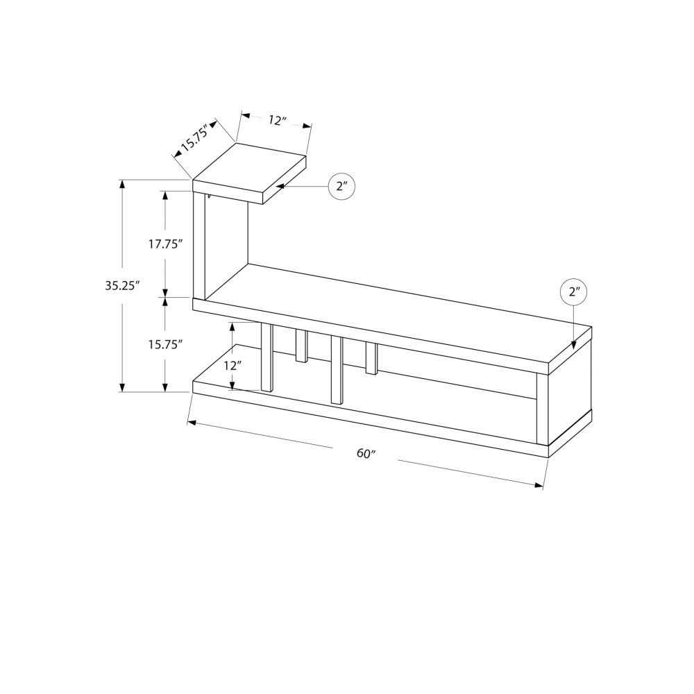 Monarch Specialties Hollow-Core TV Stand, For Flat-Panel TVs Up To 47in, Cappuccino