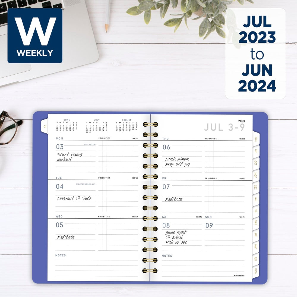 2023-2024 AT-A-GLANCE Contemporary Academic Weekly/Monthly Planner, 5in x 8in, Purple, July 2023 To June 2024, 70101X18