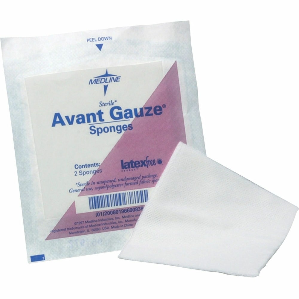 Medline Avant Gauze Non-Woven Sponges, 4-Ply, 3in x 3in, White, Box Of 40