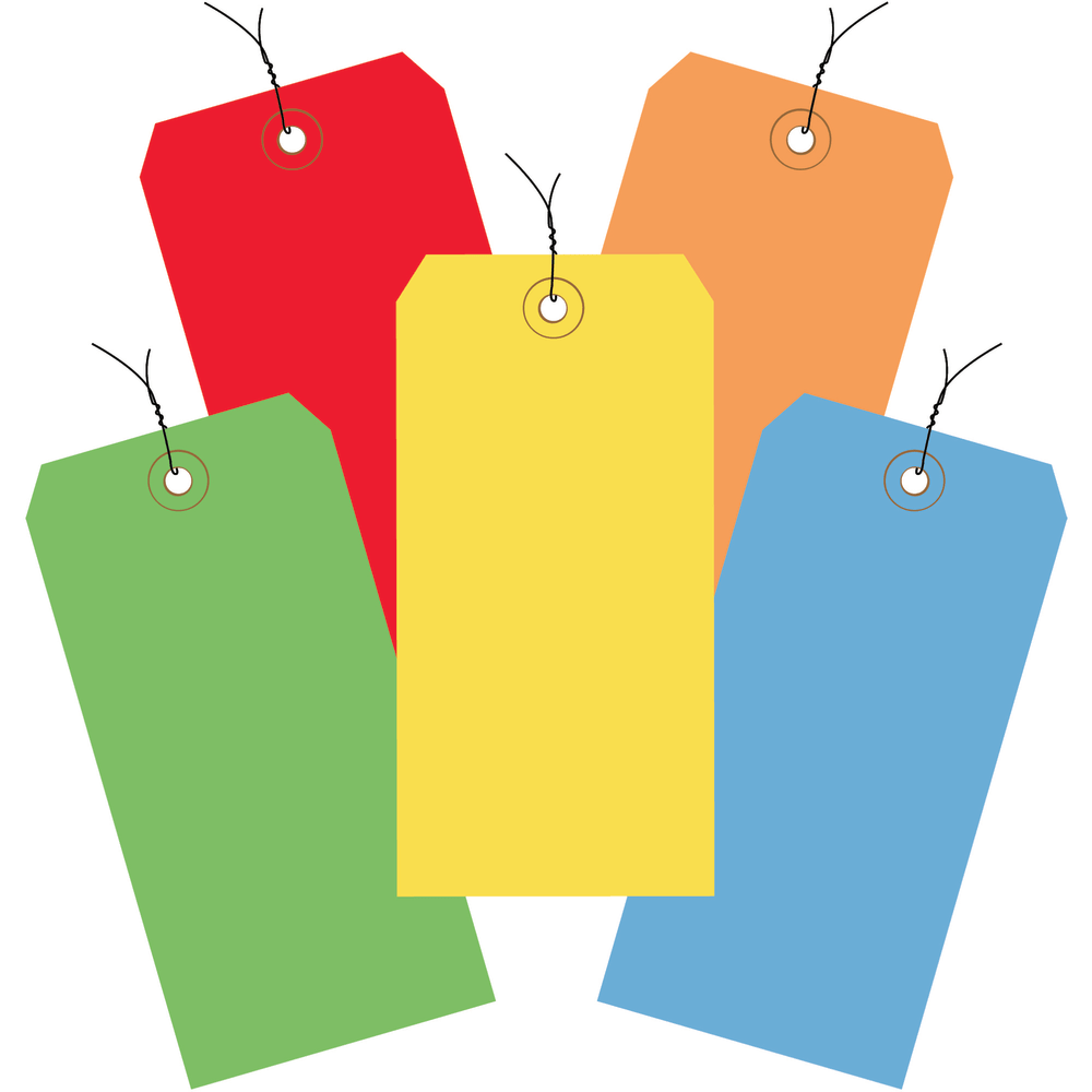 Partners Brand Shipping Tags, Prewired, 100% Recycled, 6 1/4in x 3 1/8in, Assorted Colors, Case Of 1,000