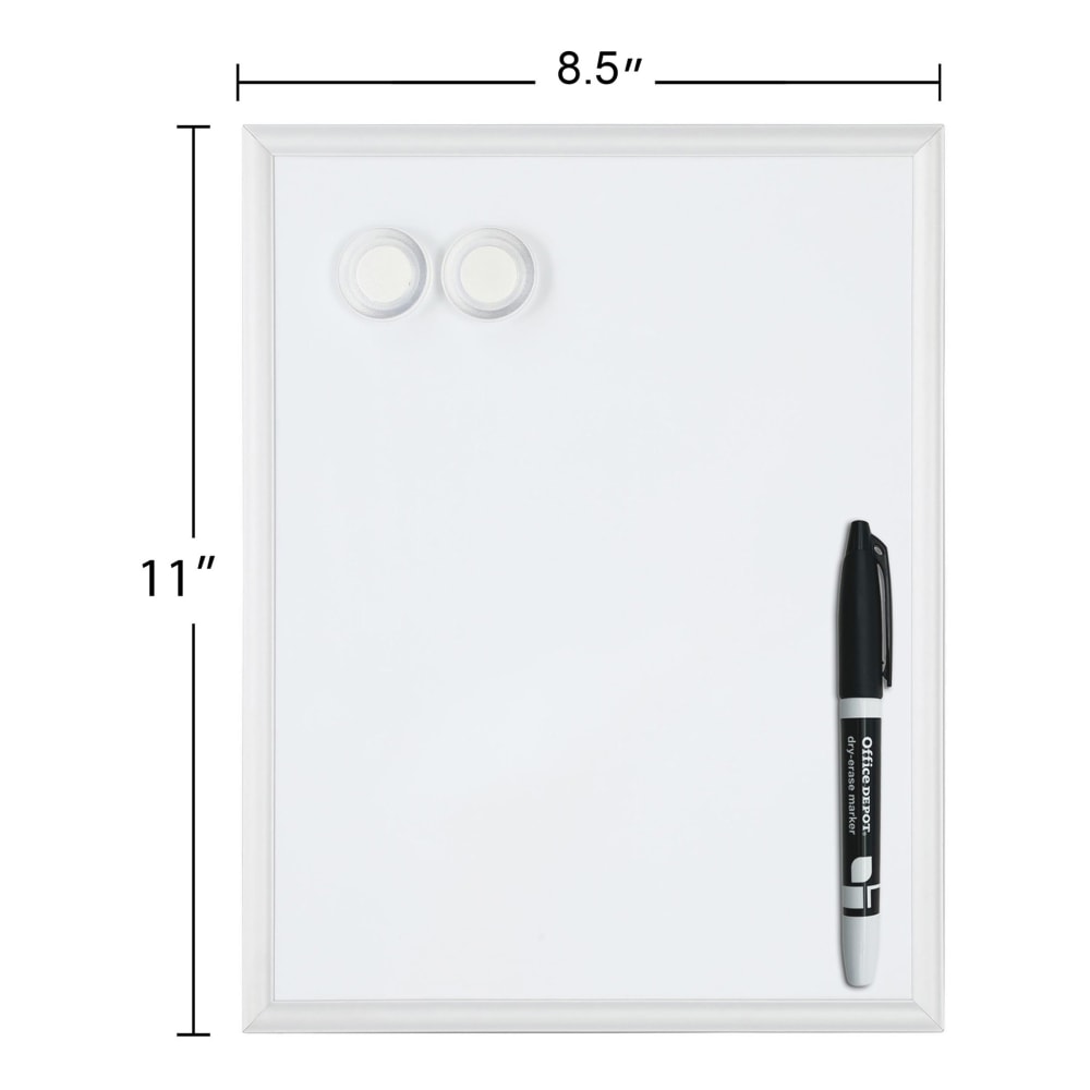 Office Depot Brand Mini Magnetic Dry-Erase Whiteboard, 8-1/2in x 11in, Aluminum Frame With Silver Finish