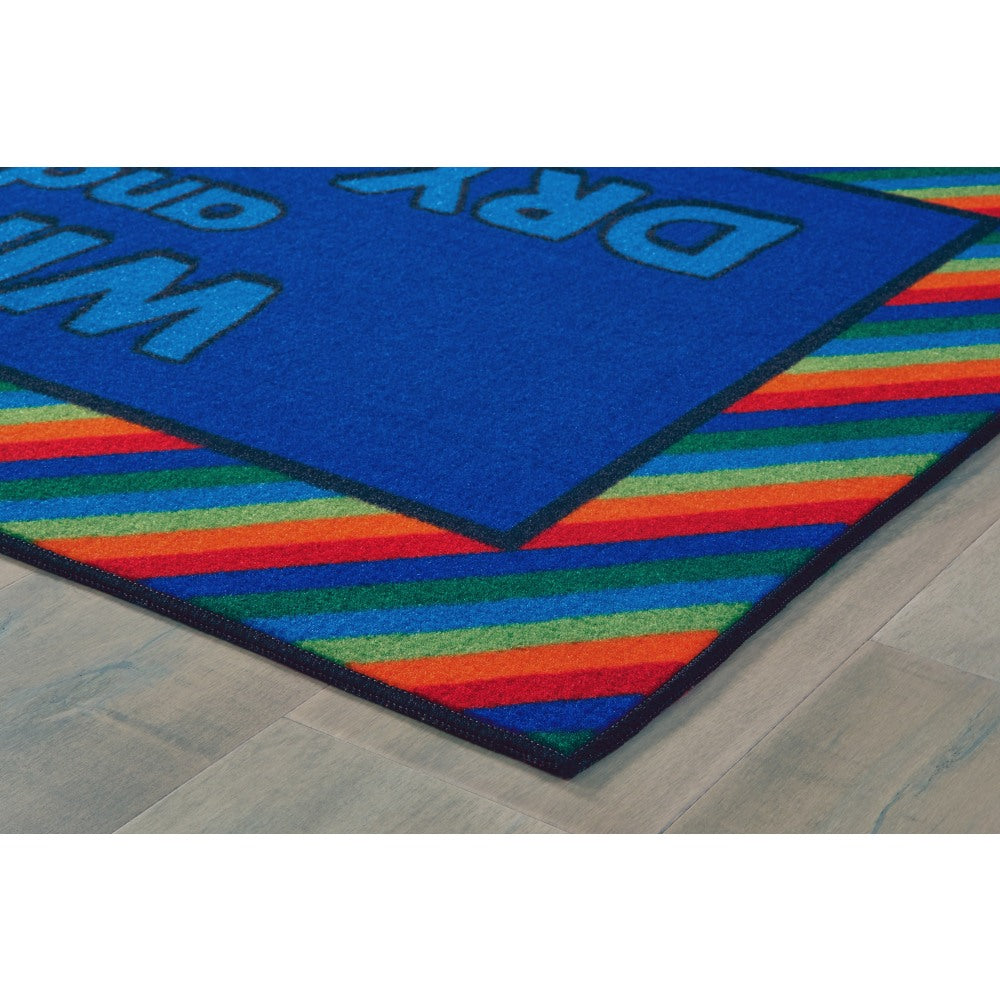 Carpets for Kids KID$Value Rugs Rainbow Striped Wipe & Dry  Activity Rug, 3ft x 4 1/2ft , Multicolor