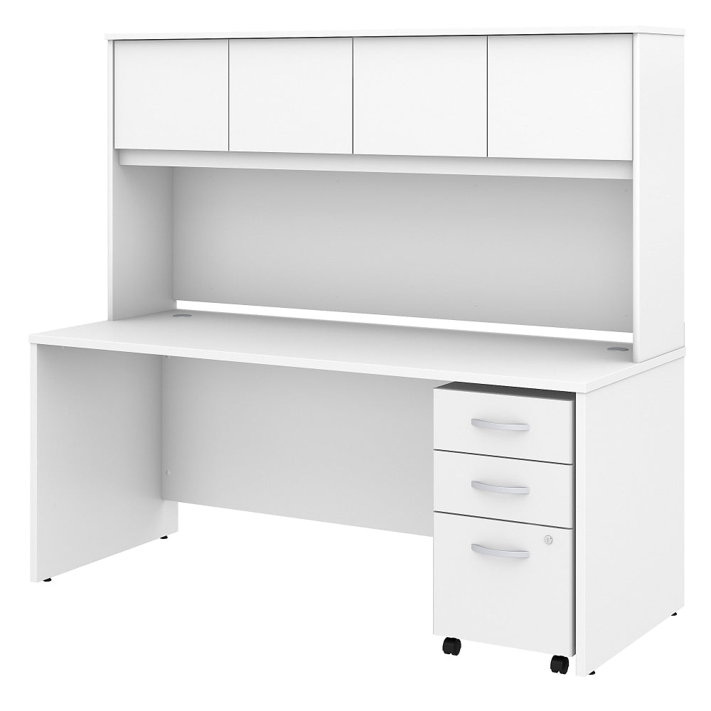 Bush Business Furniture Studio C 72inW Office Computer Desk With Hutch And Mobile File Cabinet, White, Standard Delivery