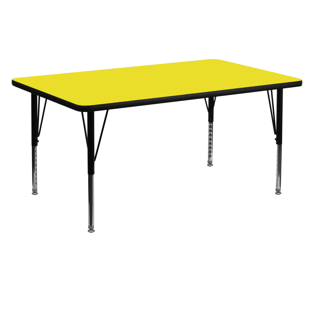 Flash Furniture 60inW Rectangular HP Laminate Activity Table With Short Height-Adjustable Legs, Yellow