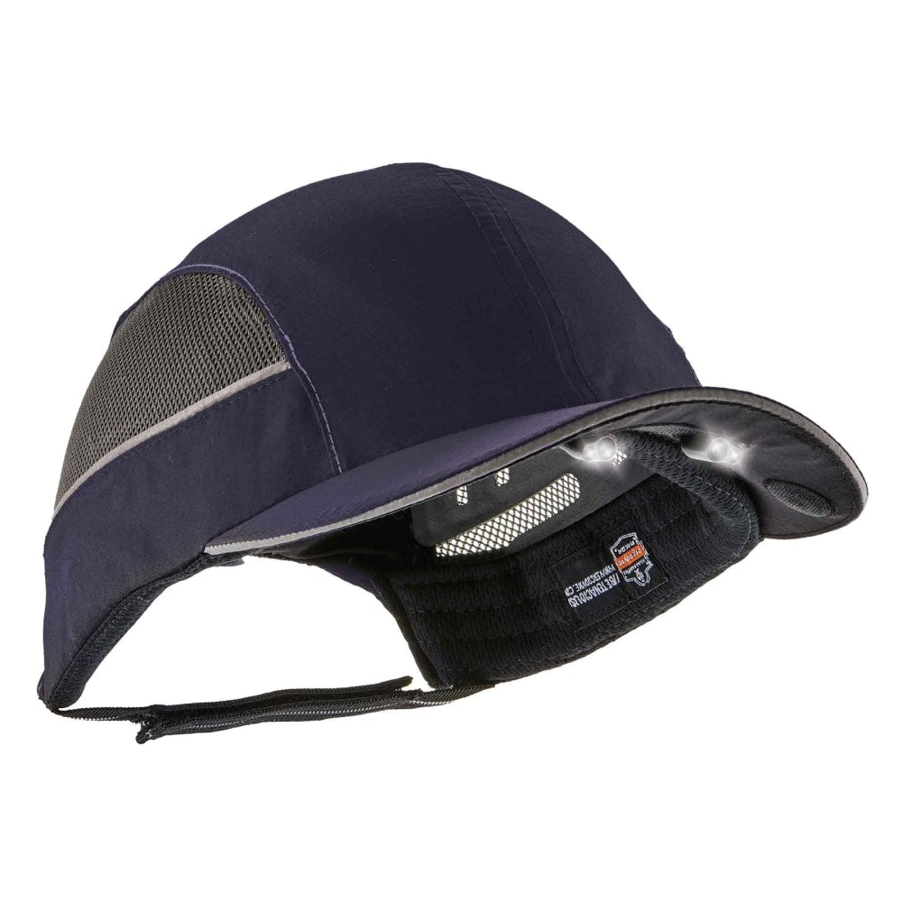 Ergodyne Skullerz 8960 Bump Cap With LED Lights, Long Brim, Navy