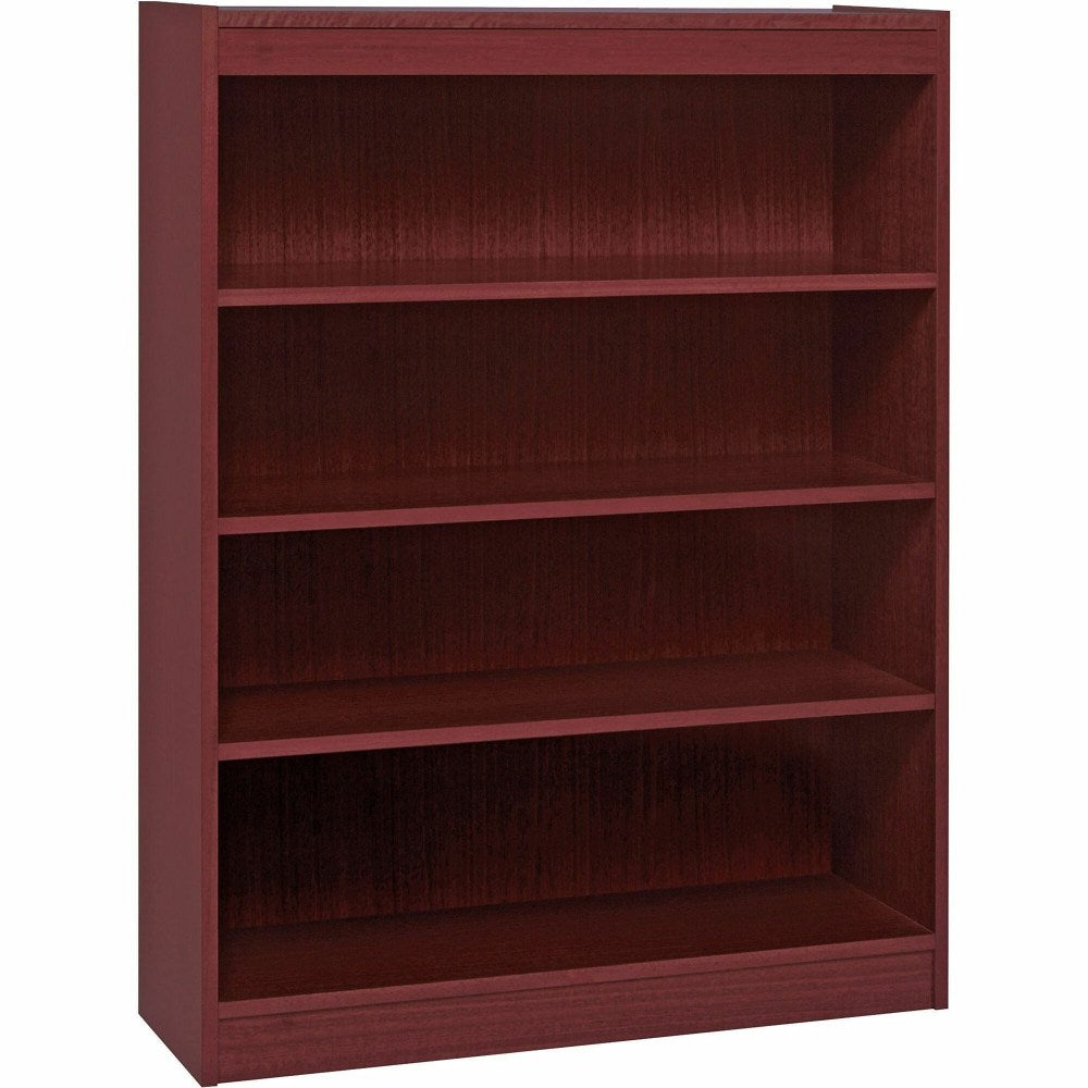 Lorell Veneer Modular Shelving Bookcase, 4-Shelf, 48inH x 36inW x 12inD, Mahogany