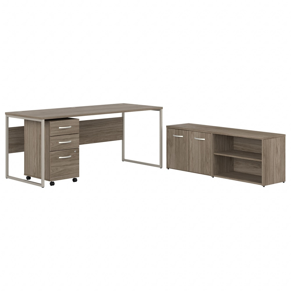 Bush Business Furniture Hybrid 72in Computer Table Desk With Storage And Mobile File Cabinet, Modern Hickory, Standard Delivery