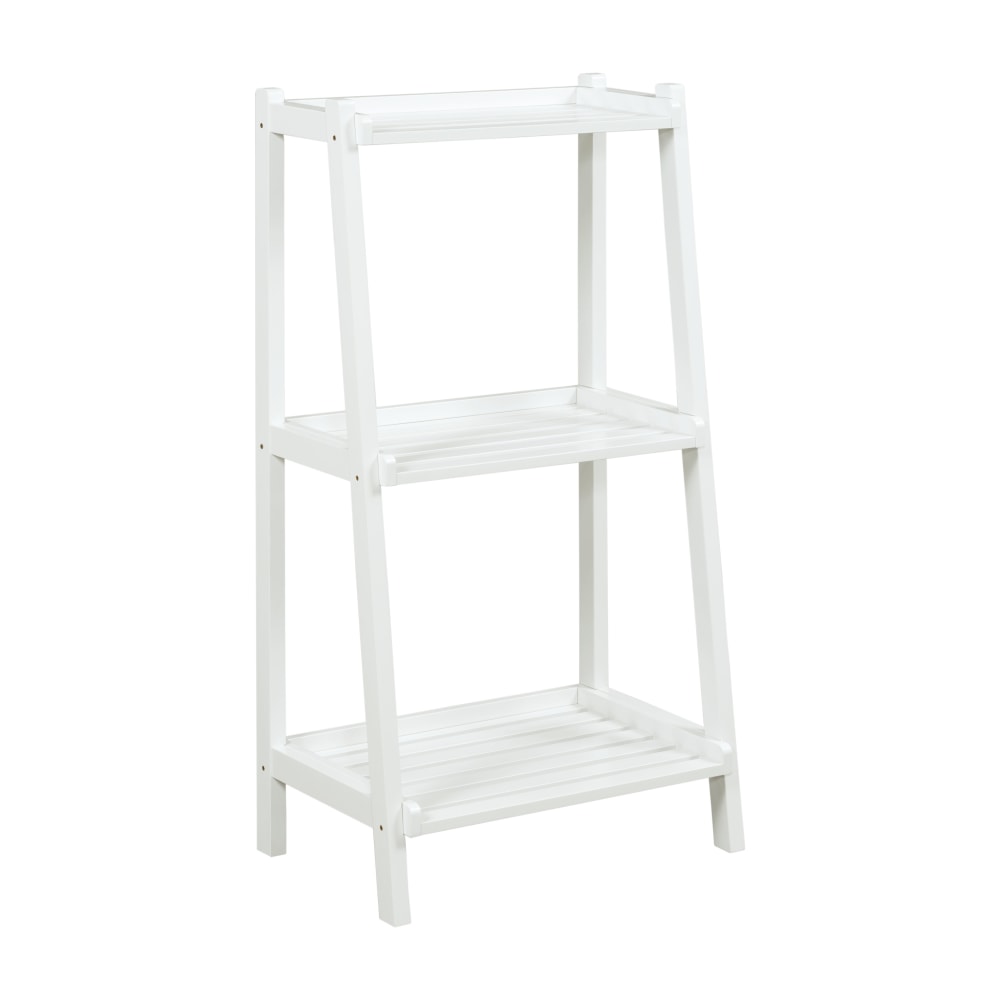 New Ridge Home Goods Dunnsville 42inH 3-Shelf Leaning Ladder Bookcase, White