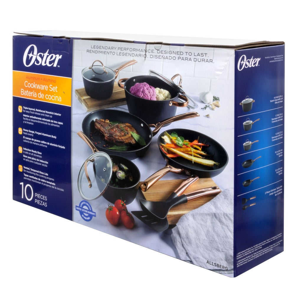 Oster Cookware Set, Allsberg 10-Piece, Copper/Black