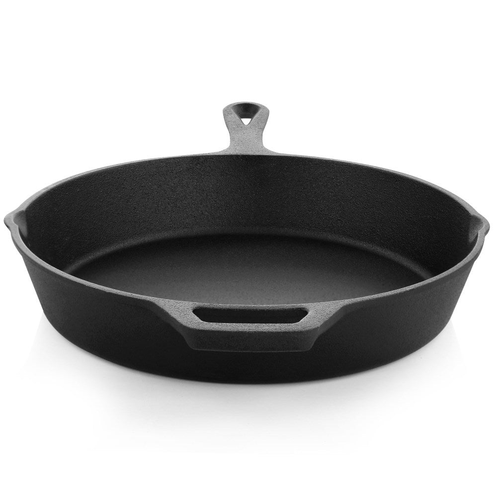 MegaChef 10in Round Pre-Seasoned Cast Iron Frying Pan, Black