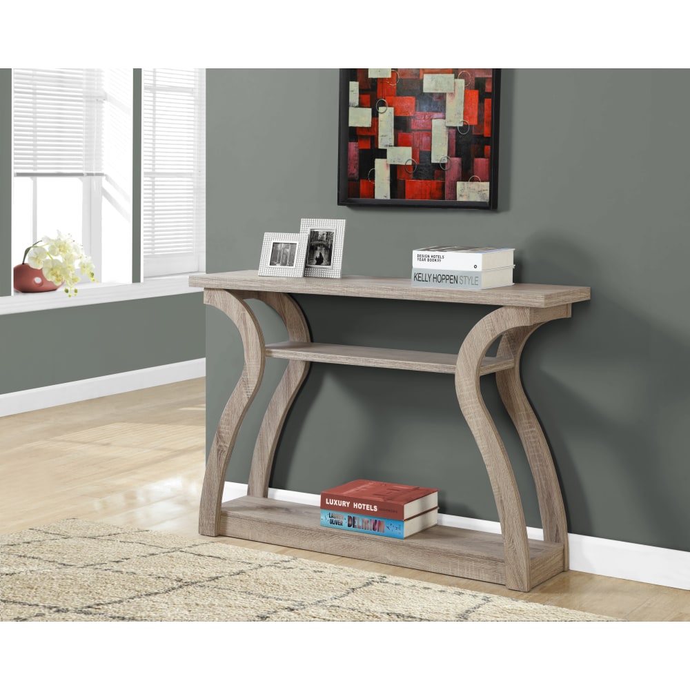 Monarch Specialties Console Table, Curved, 3 Tier, Dark Taupe