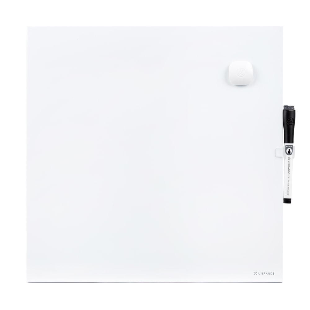 U Brands Frameless Magnetic Dry-Erase Board, 14in x 14in, White