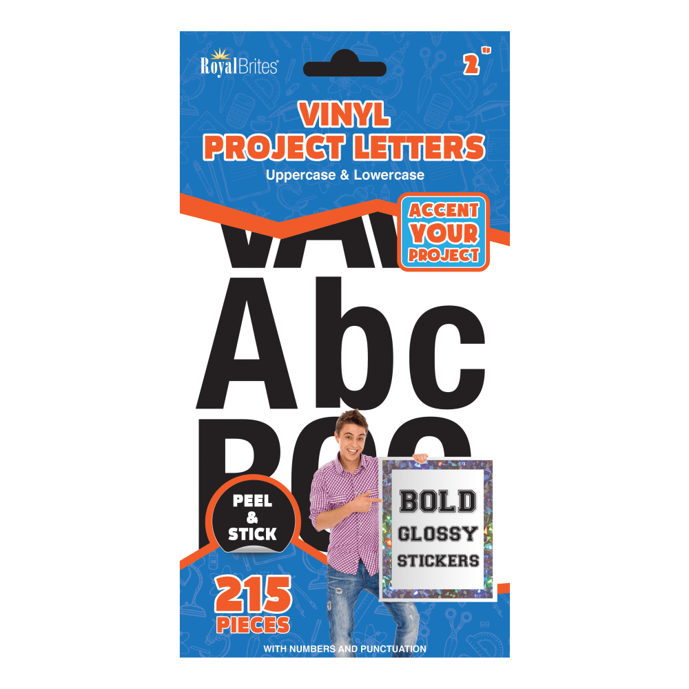 Royal Brites Vinyl Peel & Stick Project Letters, 2-1/2in, Black, Pack Of 215 Letters