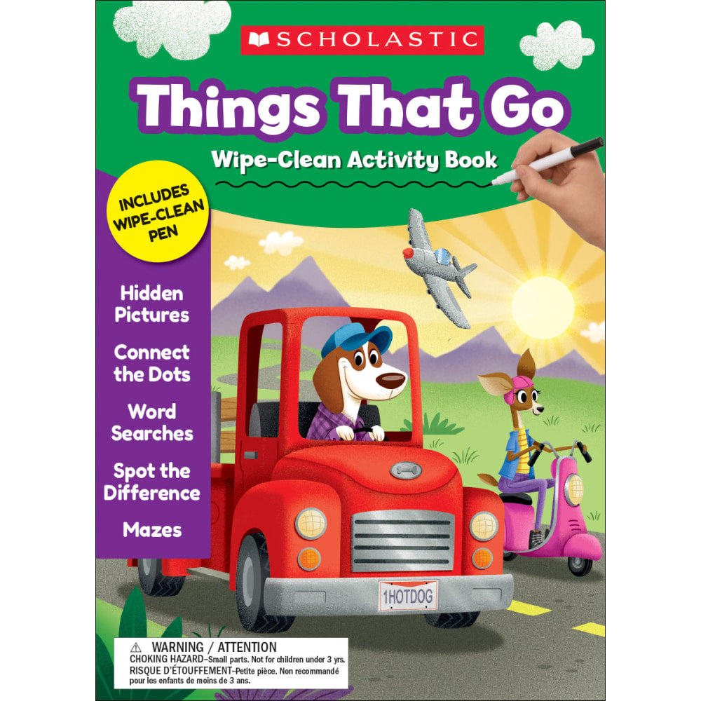 Scholastic Things That Go Wipe-Clean Activity Book, Preschool - Grade 1