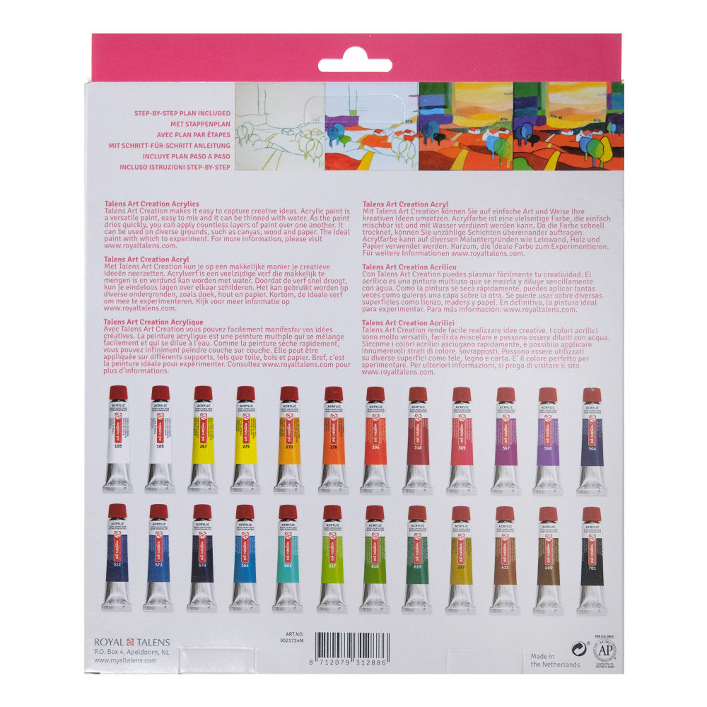 Talens Art Creation Acrylic Paint, 12 mL, Assorted Colors, Set Of 24 Tubes