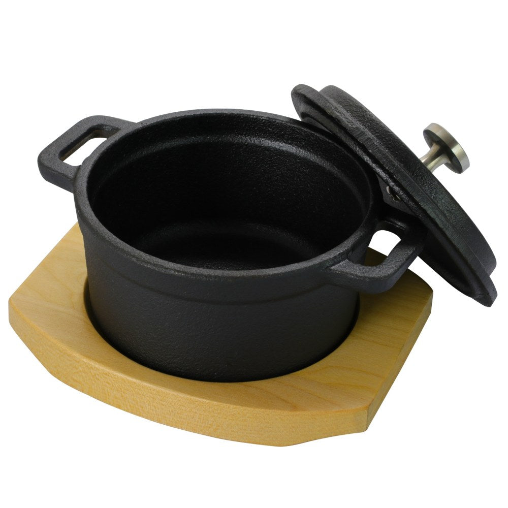 Gibson Home Campton Mini Round Cast Iron Casserole Dutch Oven, 0.3 Qt, Black