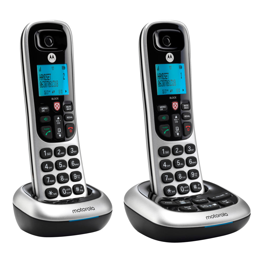 Motorola CD4012 2-Handset Cordless Telephone Set With Digital Answering System, Silver