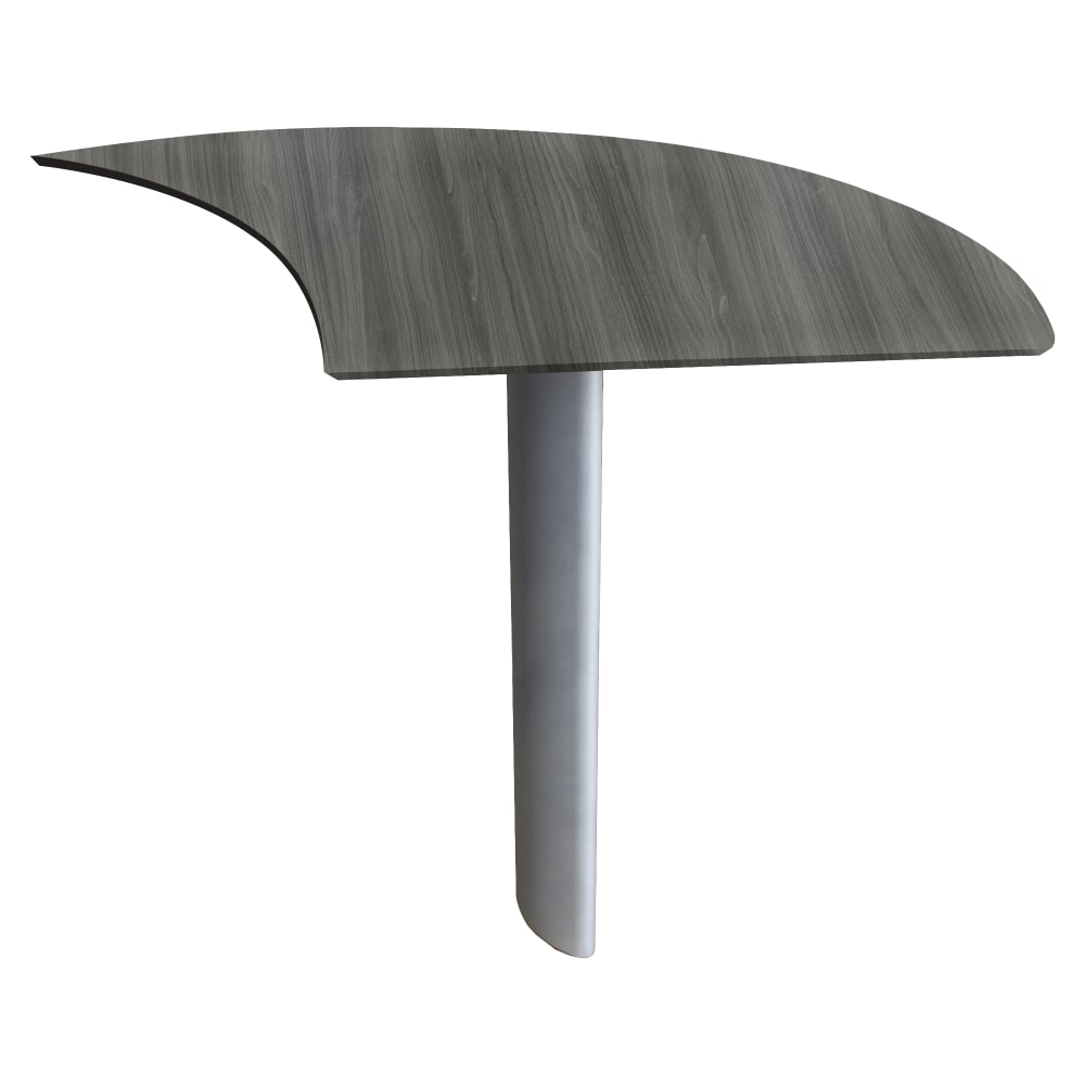 Mayline Medina - Curved Desk Extension - 1in Work Surface, 28in x 47in x 29.5in - Beveled Edge - Material: Steel, Polyvinyl Chloride (PVC) Edge - Finish: Gray, Laminate, Silver Base