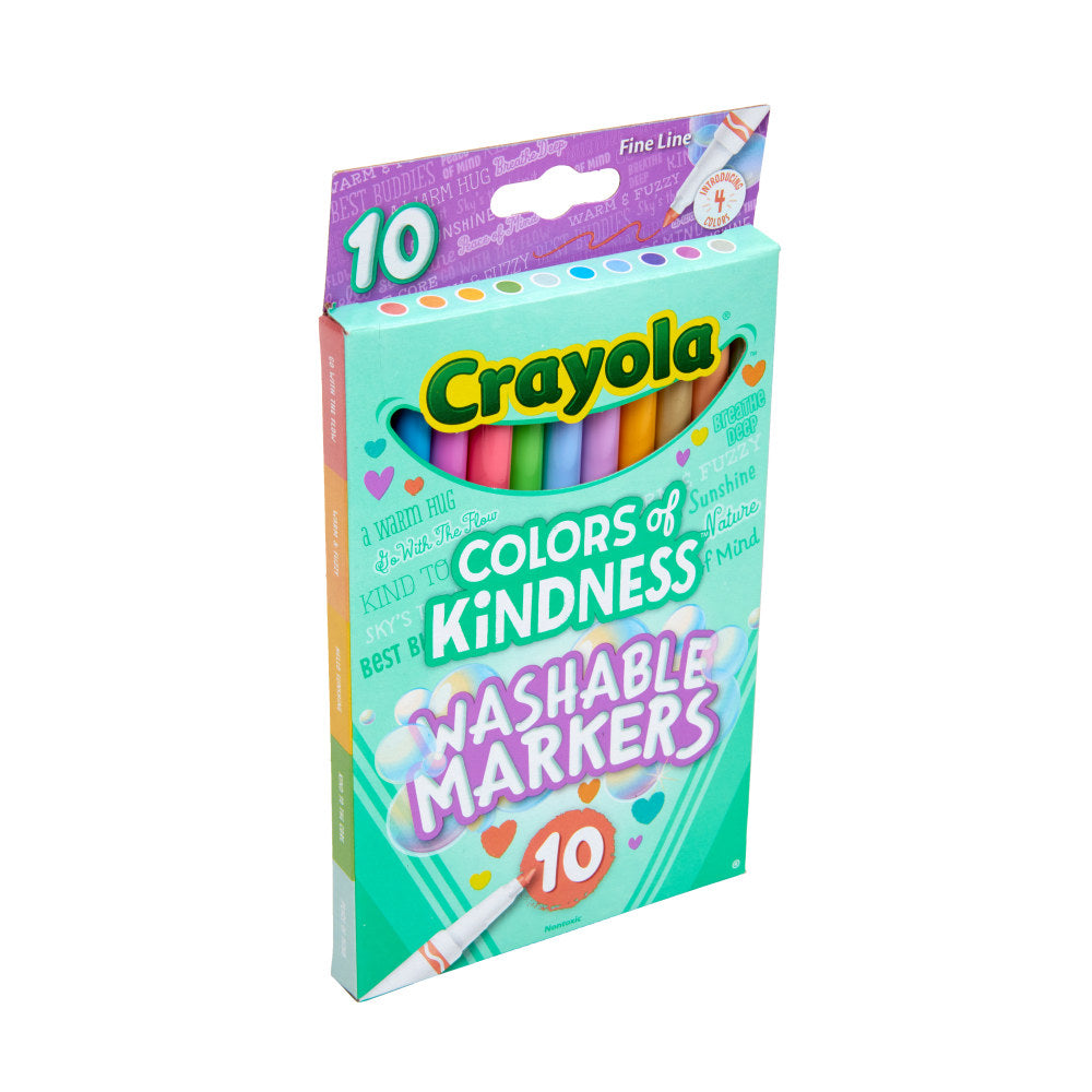 Crayola Colors of Kindness Washable Markers, Fine Line, Assorted Colors, Pack Of 10 Markers