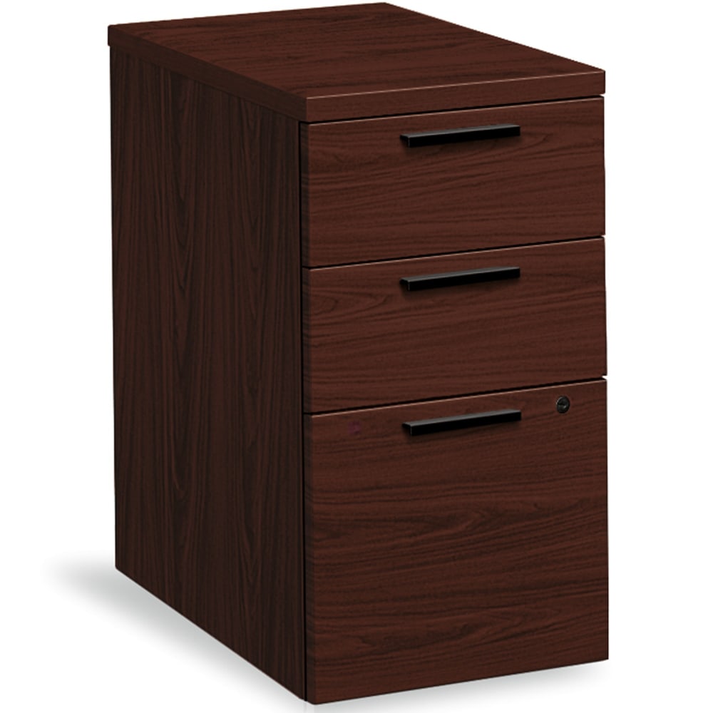 HON 10500 Full-Height 22-3/4inD Vertical 3-Drawer Mobile Pedestal Cabinet, Mahogany