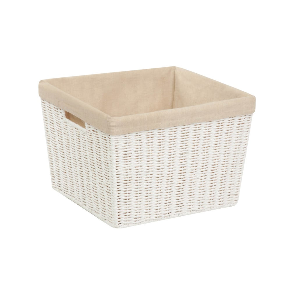 Honey-Can-Do Paper Rope Basket With Liner, Medium Size, 10in x 15in x 13in, White