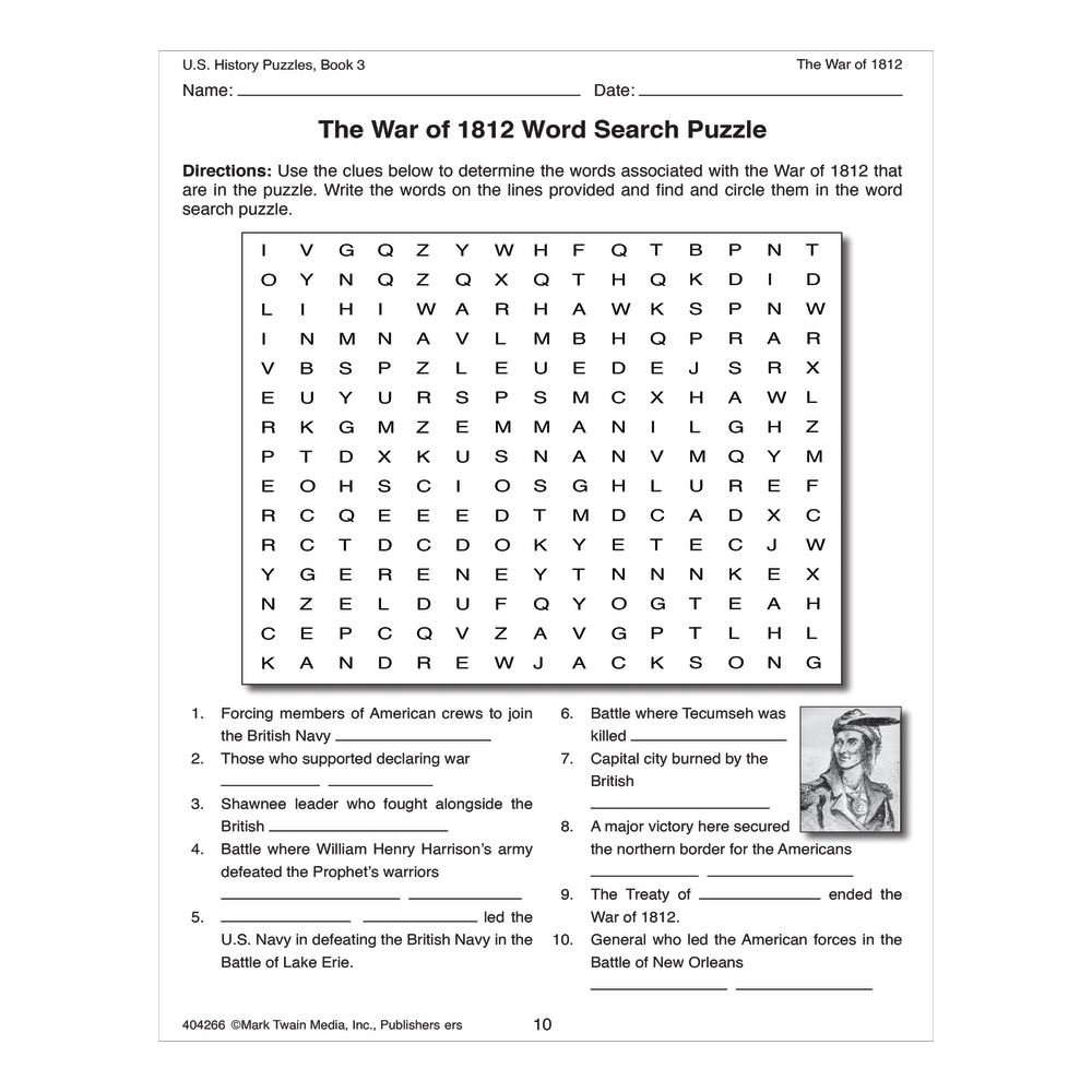 Mark Twain Media U.S. History Puzzles, Book 3, Grades 5-8