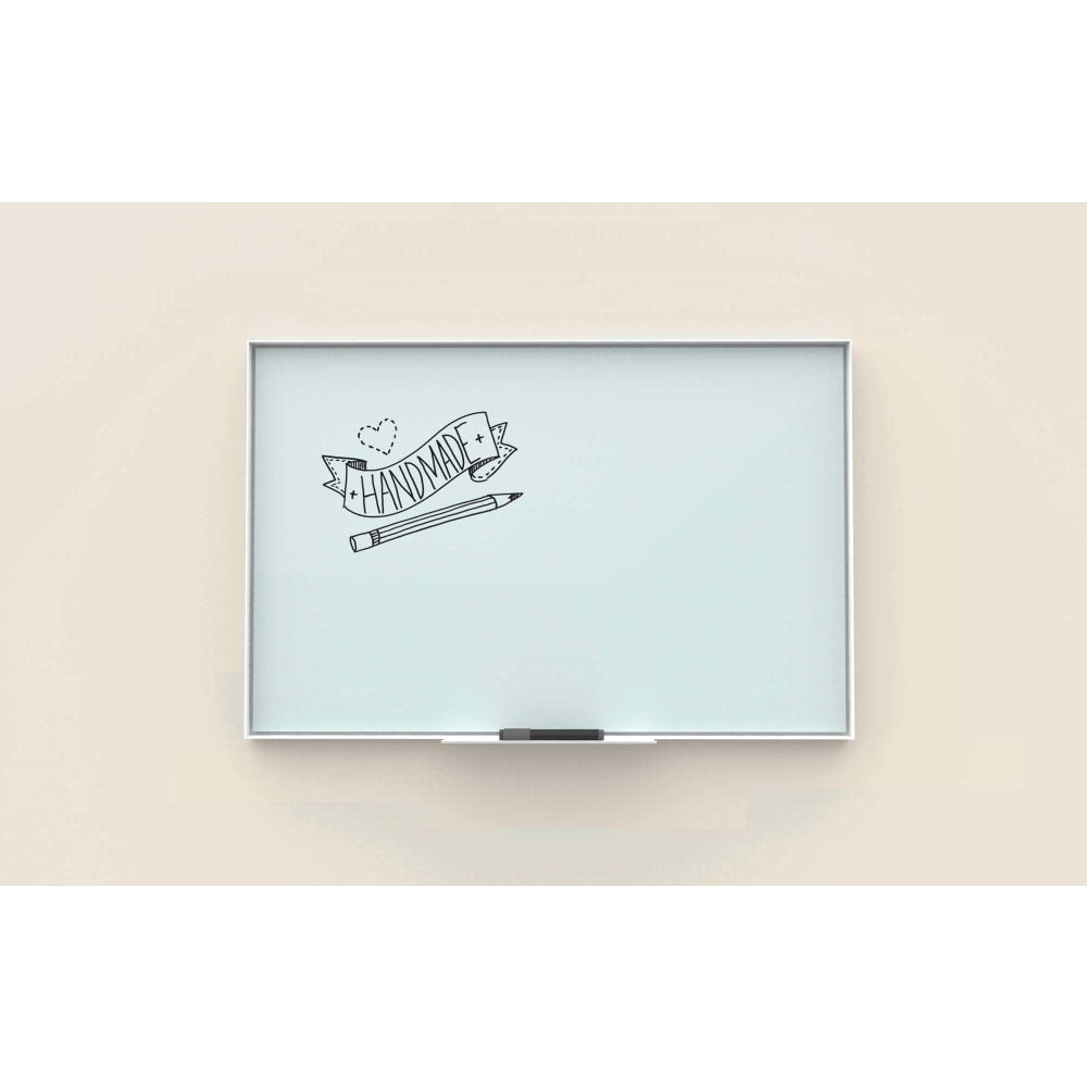 U Brands Non-Magnetic Glass Dry Erase Board, 70in X 47in, Frosted White Surface, Aluminum Frame with White Finish