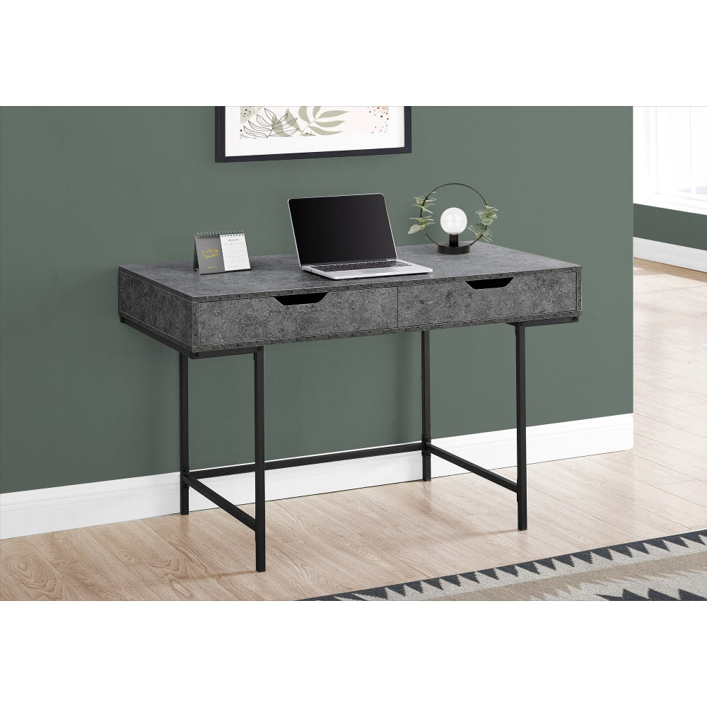 Monarch Specialties Pollard 48inW Computer Desk, Gray Stone/Black