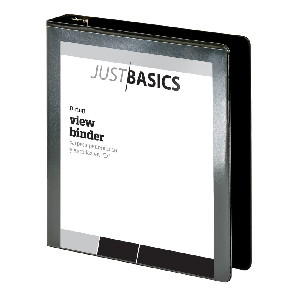 Just Basics Basic View 3-Ring Binder, 1 1/2in D-Rings, Black