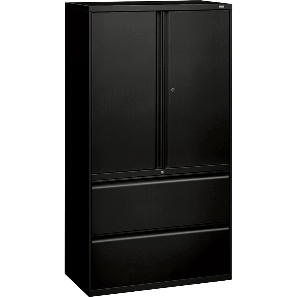 HON 800 Series Storage Cabinet With Lateral File, 36in Wide, Black