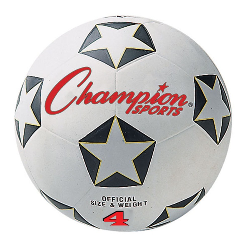 Champion Sports Rubber Soccer Balls, Size 4, Black/White, Pack Of 3 Balls