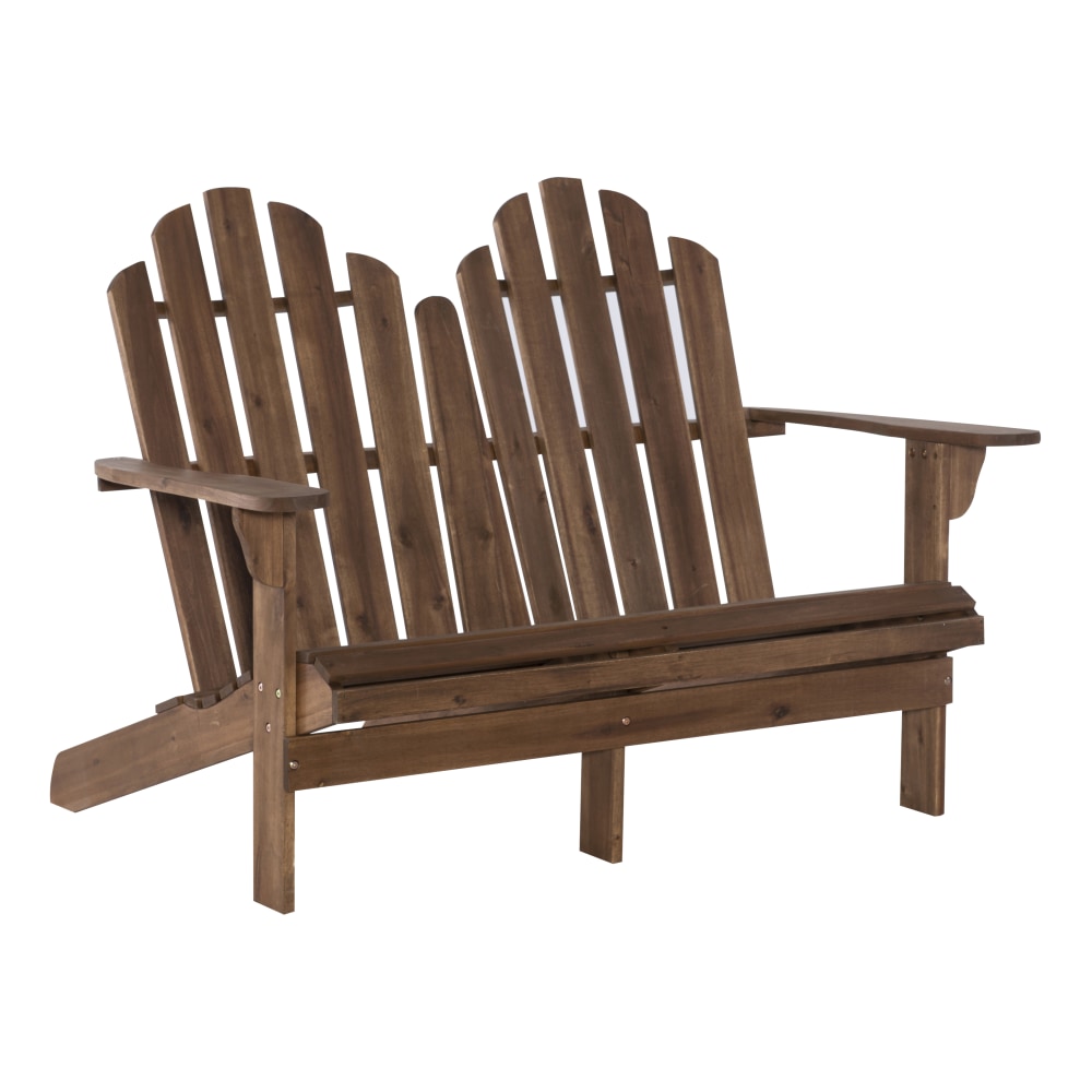 Linon Troy Adirondack Outdoor Double Bench, Teak