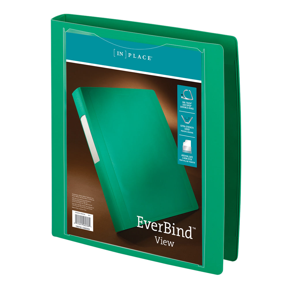 Office Depot Brand EverBind View 3-Ring Binder, 1in D-Rings, Green