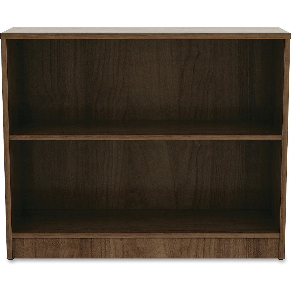 Lorell 30inH 2-Shelf Bookcase, Walnut