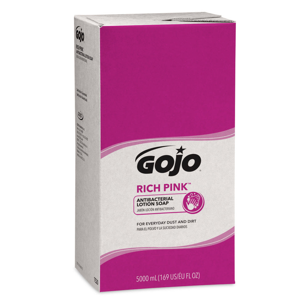 GOJO Rich Pink Antibacterial Lotion Soap Refill, Floral Scent, 67.62 Oz