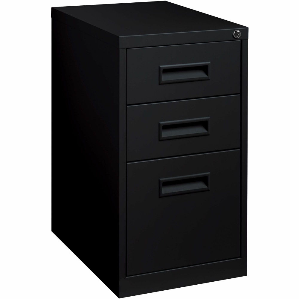 Lorell 22inD Vertical 3-Drawer Mobile Pedestal File Cabinet, Black