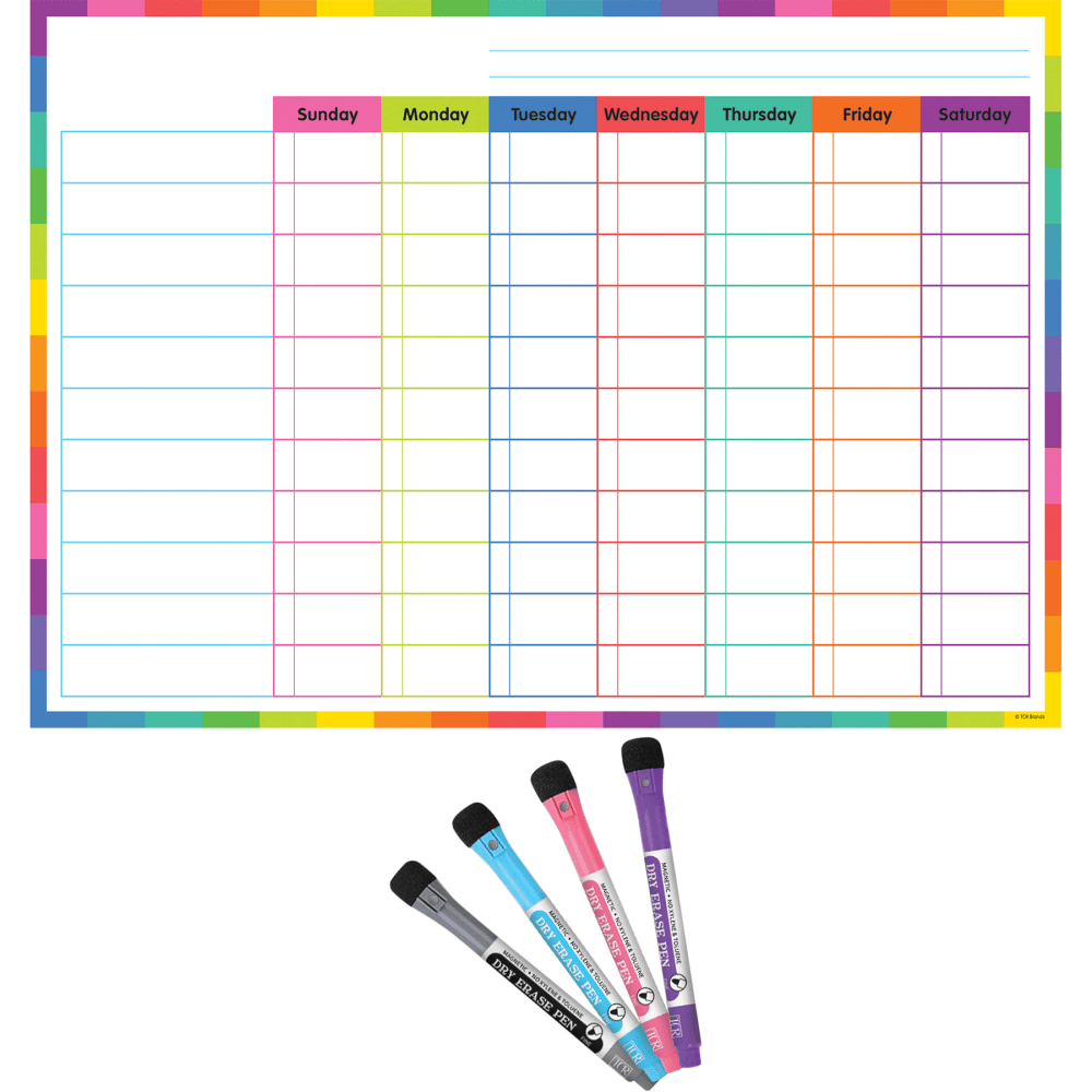 Teacher Created Resources Colorful Dry-Erase Magnetic Task Chart, 17in x 12in, Multicolor