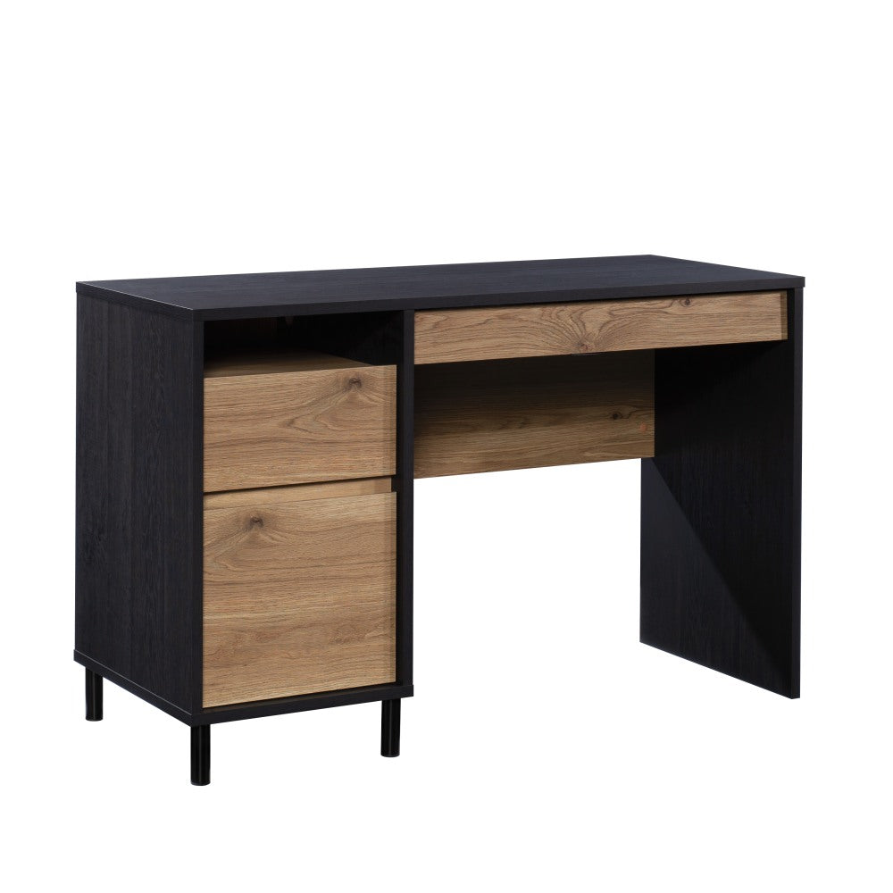 Sauder Acadia Way 47inW Single Pedestal Computer Desk, Raven Oak/Timber Oak