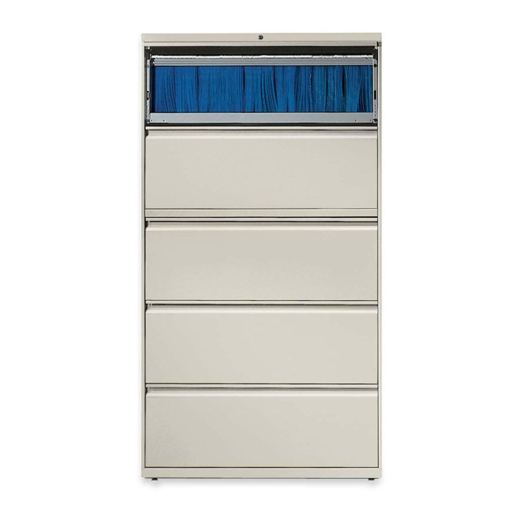 HON 36inW x 19-1/4inD Lateral 5-Drawer File Cabinet With Lock, Light Gray