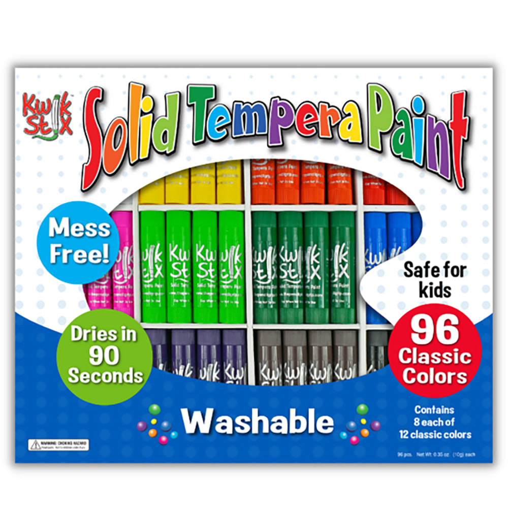 The Pencil Grip Kwik Stix Solid Tempera Paint Sticks, Assorted Colors, Pack Of 96 Sticks