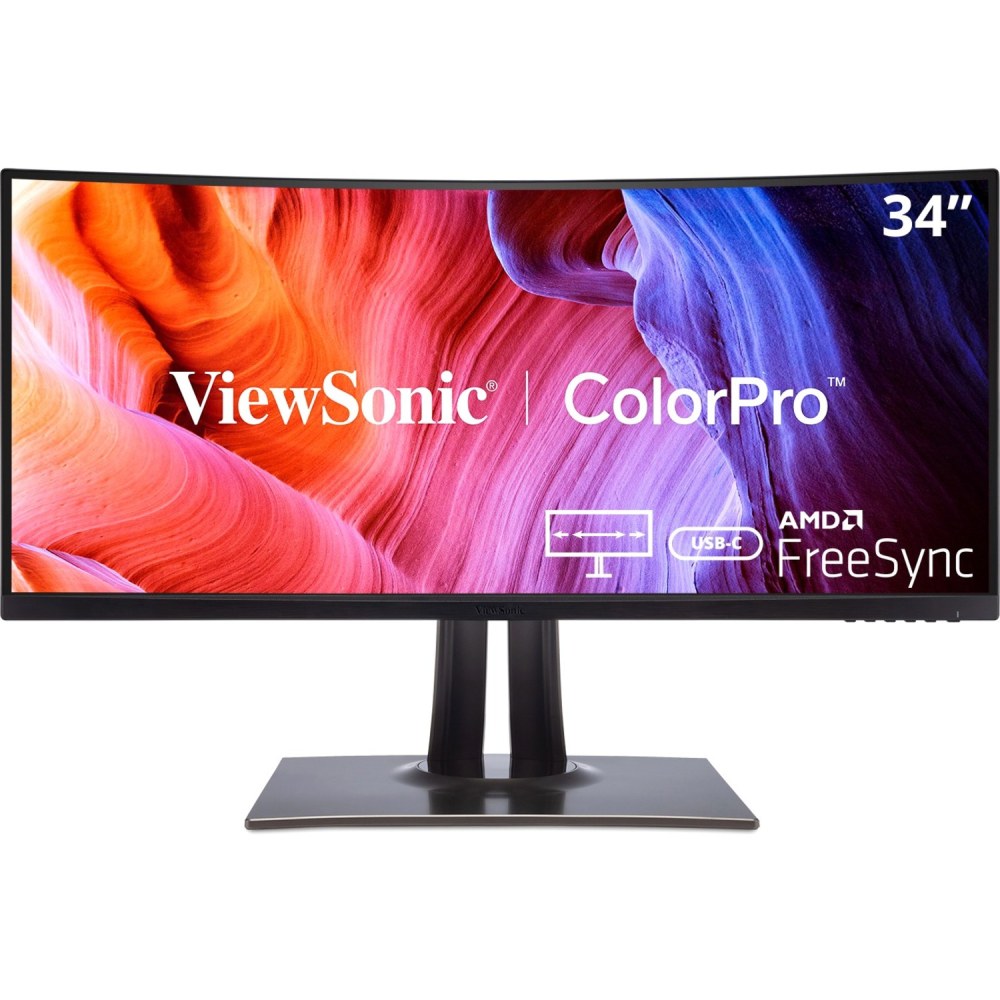 ViewSonic VP3481a 34in WQHD+ Curved Ultrawide USB-C Monitor, FreeSync