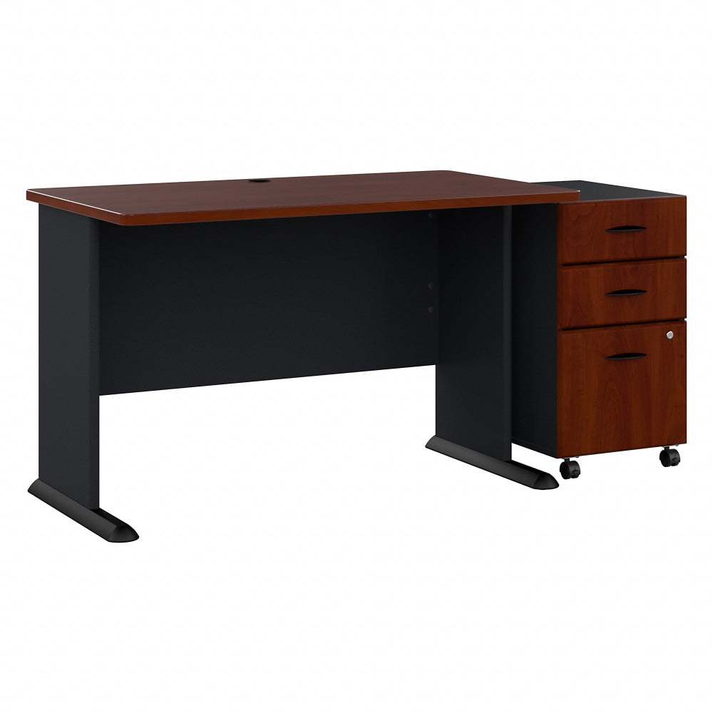 Bush Business Furniture Office Advantage 48inW Computer Desk With Mobile File Cabinet, Hansen Cherry/Galaxy, Standard Delivery