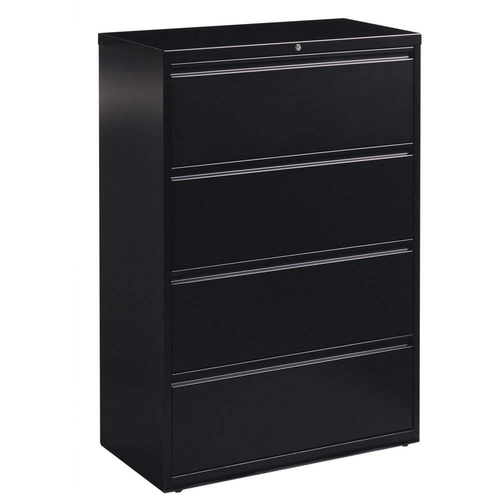 Lorell Fortress 36inW x 18-5/8inD Lateral 4-Drawer File Cabinet, Black