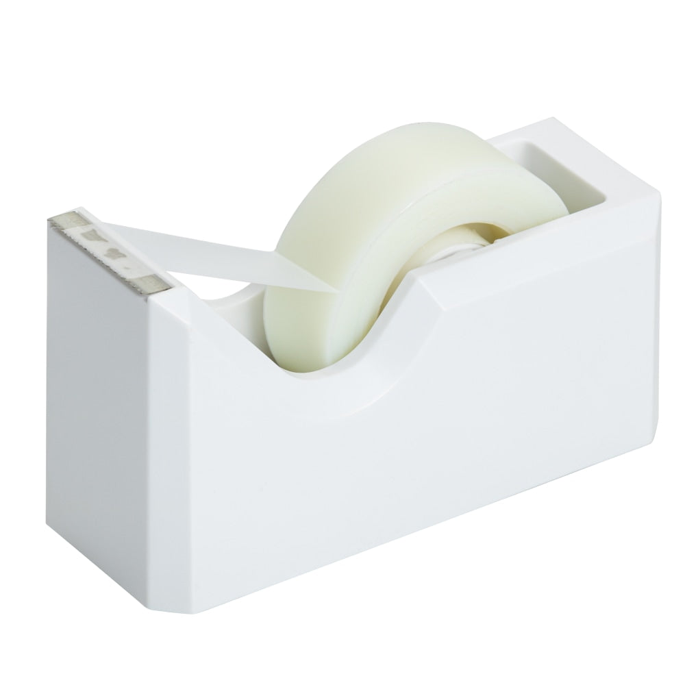 JAM Paper Plastic Tape Dispenser, 4-1/2inH x 2-1/2inW x 1-3/4inD, White