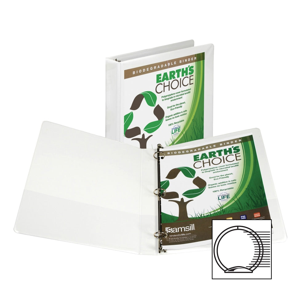 Samsill Earths Choice Insertable Vue 3-Ring Binder, 1in Round Rings, White