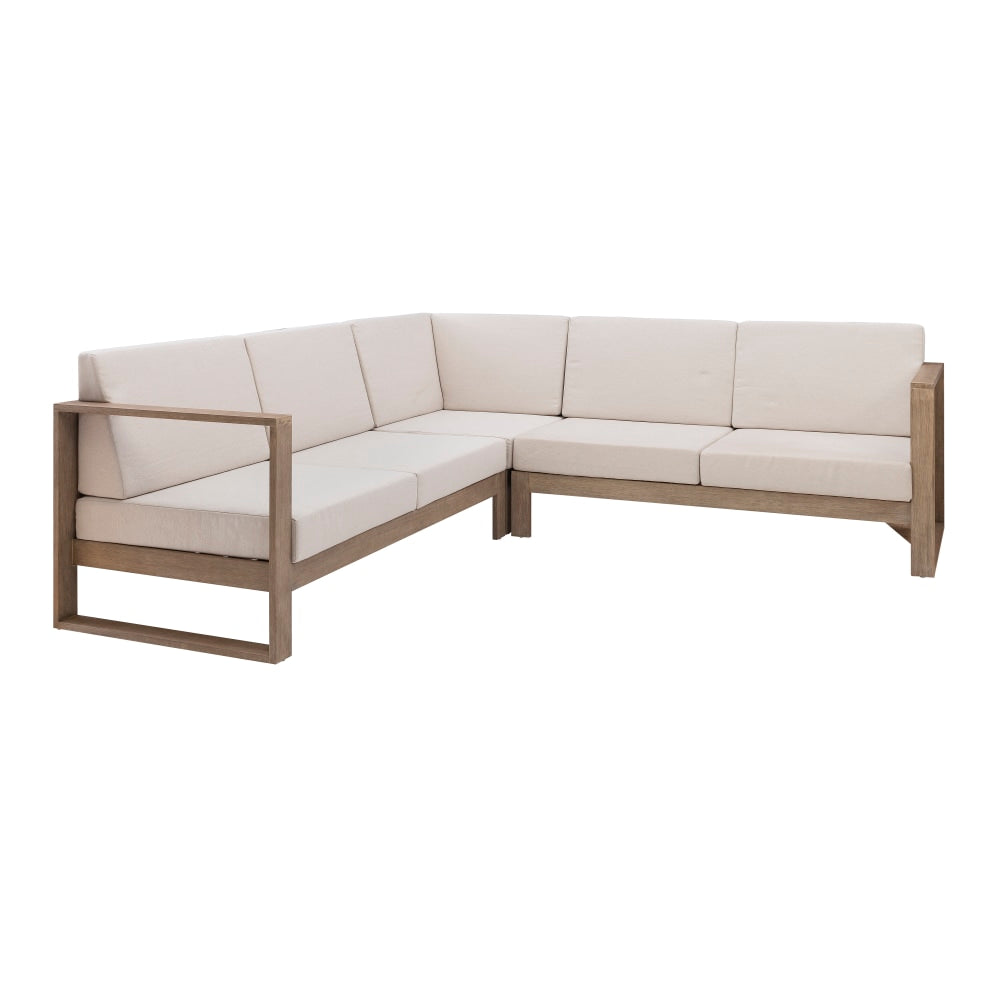 Linon Boleyn Outdoor Sectional Sofa, 33inH x 90-2/5inW x 30-1/4inD Beige/Natural