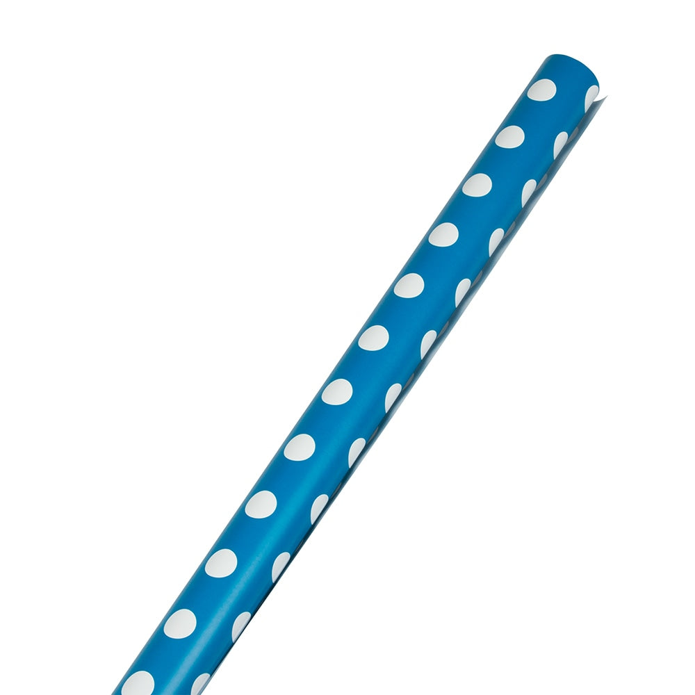 JAM Paper Wrapping Paper, Polka Dot, 25 Sq Ft, Blue & White