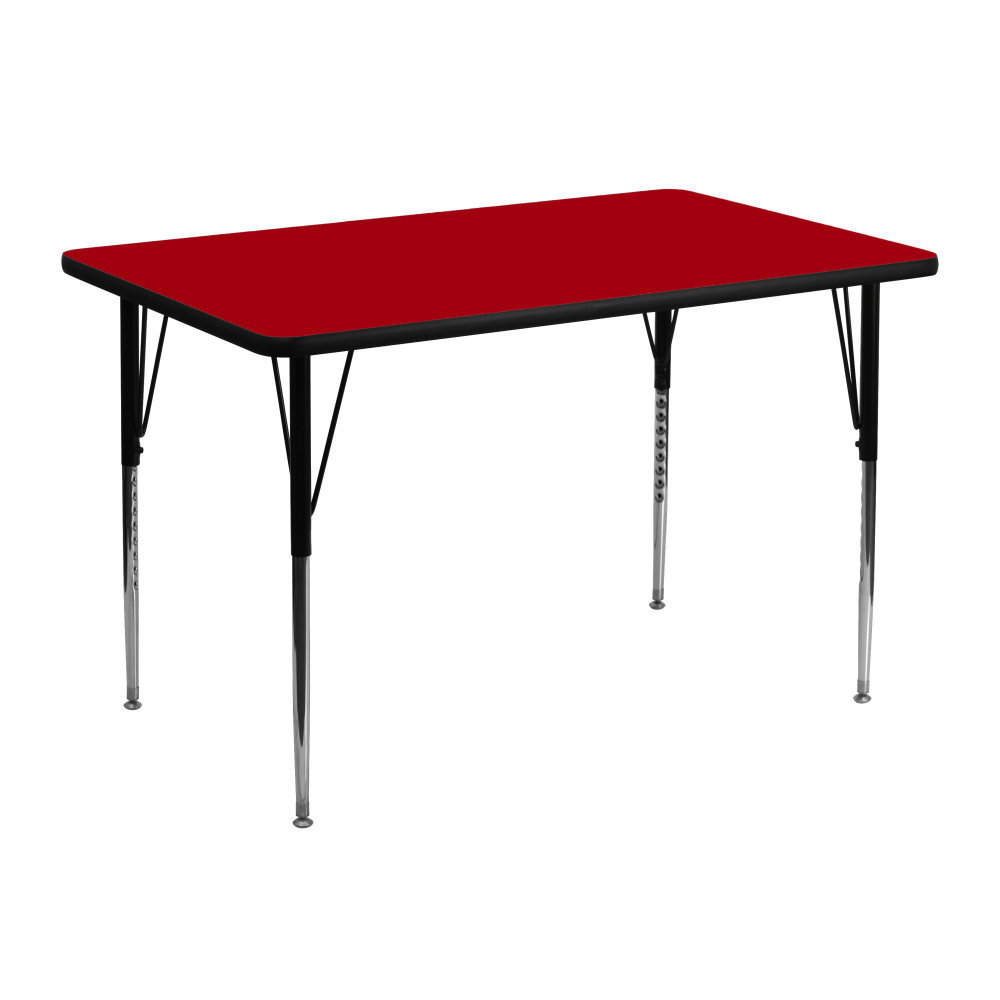 Flash Furniture 48inW Rectangular Thermal Laminate Activity Table With Standard Height-Adjustable Legs, Red