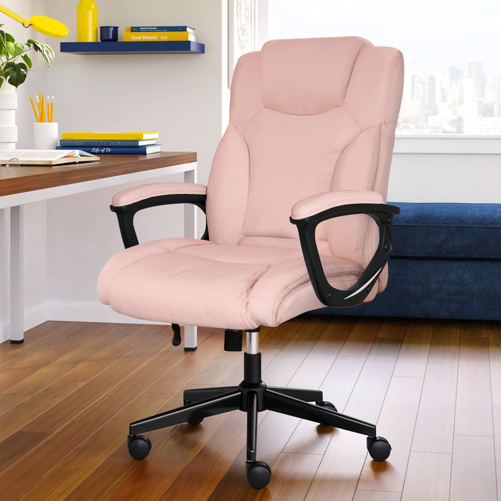 Serta Style Hannah II High-Back Office Chair, Microfiber, Harvard Pink/Black